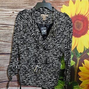Marisa Christina jacket woman's XL black/white zebra print long sleeve NWOT